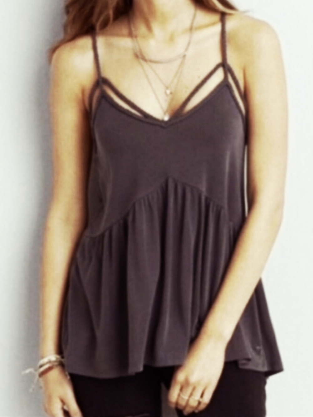 American Eagle Outfitters Plum Babydoll Spaghetti Strap Tank Size Large